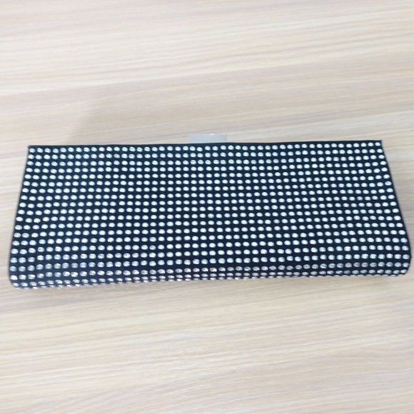 Black Clutch Evening Envelope Purse Bedazzled Gatsby Party Crystal Studded Small - Picture 4 of 13